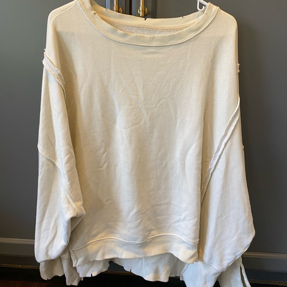 We The Free Oversized Cream Pullover Sweatshirt